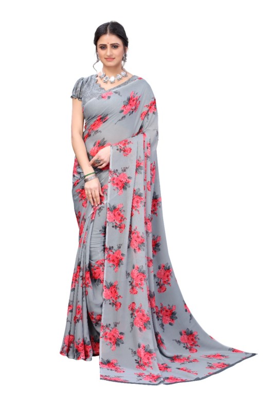 Fancy Georgette Printed Saree With blouse